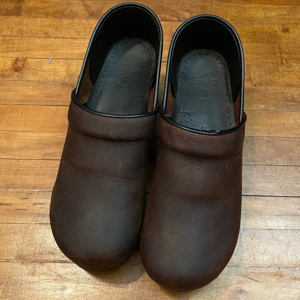 Dansko Leather Antique Brown Clog Shoes